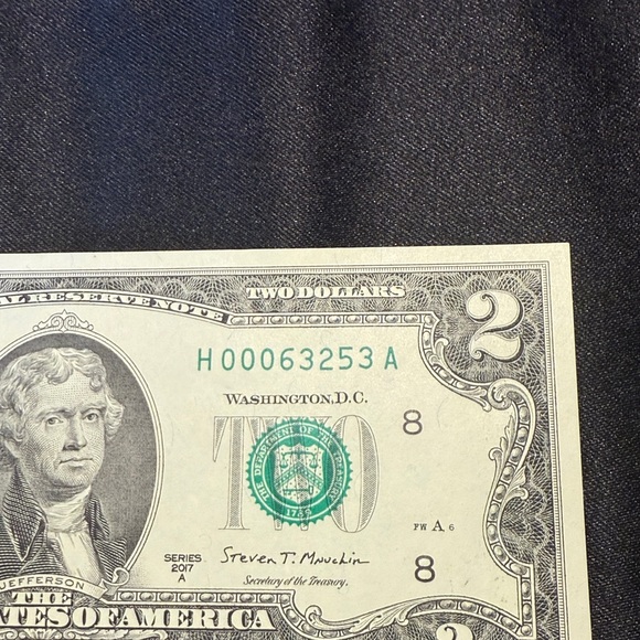 Uncirculated $2 bill with very low serial number.
(H00064253A) - 2017 - Picture 3 of 4